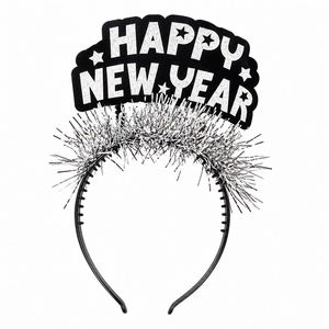 Happy Tinsel Hair Hoop <b>Gold</b> Silver Glitter Letter <b>Headband</b> New Year Eve Party Decoration - Product Image 4