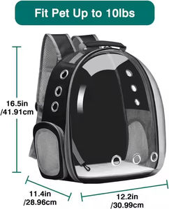 กระเป๋าใส่สัตว์เลี้ยงแบบพกพา ระบายอากาศได้ดี มีซิป ได้รับการรับรองจากสายการบิน ขนาดเล็ก ผลิตจากพลาสติกใส น่ารัก ผ้าอ๊อกซ์ฟอร์ด แบบเป้สะพายหลัง คลาสสิก - Product Image 6