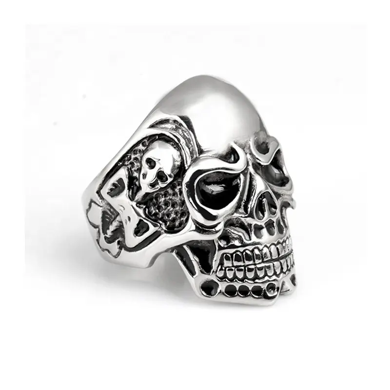 MECYLIFE Mixed Designs Edelstahl ringe Gothic Biker Schmuck Motorrad Ring Skelett ringe für Männer