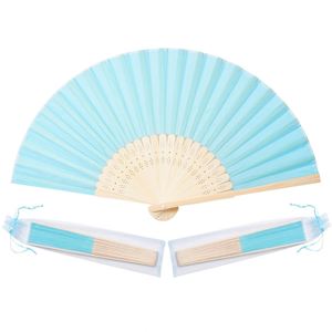 Abanico Plegable de Bambú con Tela de Seda Sintética Blanca, Bolsa de Organza, Adornos de Plástico para Iglesia, Boda, Baile, Fiesta - Product Image 1
