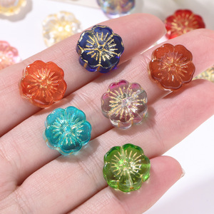 Flower Glass <b>Beads</b> Crystal Lampwork Gold Painted For Jewelry Making DIY Bracelets Necklaces Accessories Wholesale - Product Image 3