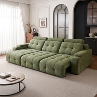 Canapé électrique moderne trois places avec fonction pivotante, télécommande, revêtement en tissu, mouvement coulissant, pour salon