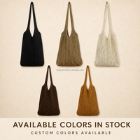 Sac fourre-tout marron en tricot ondulé, texture côtelée douce, sac à bandoulière, sac à main minimaliste, pour le shopping, la plage, les voyages, logo personnalisé, vente en gros, OEM