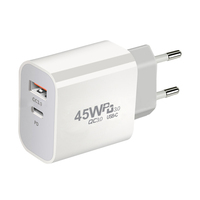 Pengisi Daya Cepat PD45W USB-C PD3.0 USB-A QC3.0 45W dengan Bahan Tahan Api untuk //Ponsel & Earphone Universal