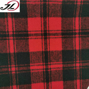 Poly <strong>Wool</strong> Blended Yarn Dyed <strong>Red</strong> Black Check Plaid Over Coating Woolen Fabric - Product Image 1