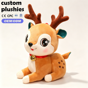 Peluche <span class=keywords><strong>di</strong></span> <span class=keywords><strong>Cervo</strong></span> Natalizio Kawaii con Campanello Dorato sul Collare Rosso, Vendita all'Ingrosso per Regali per Bambini - Product Image 2