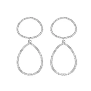 欧美女性个性化不规则圆形长耳钉INS酷风格925纯银耳饰