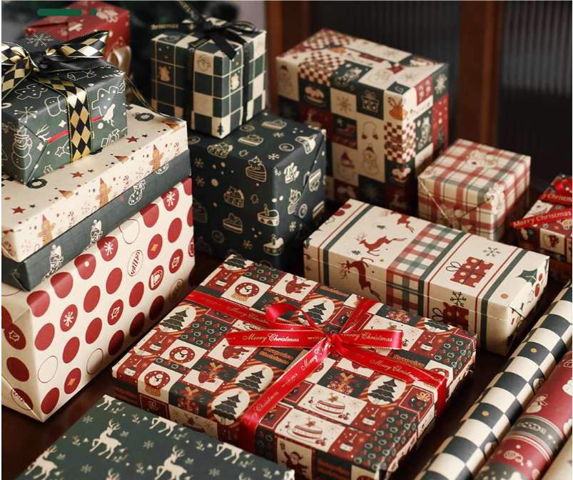 Christmas Gift Wrapping Paper Colored Paper Flower Paper New Year Gift Packaging