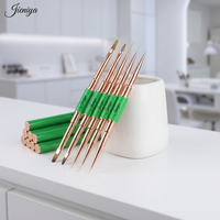 Pinceau professionnel de luxe pour nail art, double tête ovale et plate, poils en nylon/Kolinsky, manche métallique vert, pour gel UV