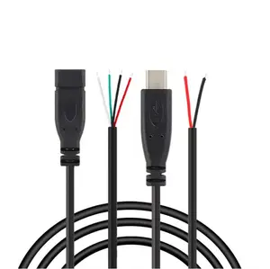 USB C型至开口端电缆USB C公电缆2芯C型母电缆