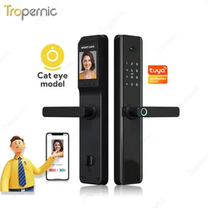Tropernic最新高品质无钥匙安全电子数字图雅Wifi摄像头智能指纹锁