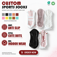 Chaussettes de Pilates en coton personnalisées avec logo, pour femmes, à volants, imprimé fraise et cerise brodé, antidérapantes en PVC, chaussettes mi-mollet