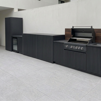 Cuisine extérieure moderne sur mesure de 3,5 m, en acier inoxydable 304, modulaire, avec évier, rangement, comptoir de bar, écologique, ignifuge