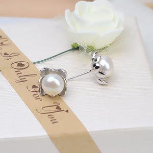 S925 Silver Korean Version Female U-Shaped Ear Buckle Accessory JG5362 Ear Studs 7.5-8 <b>Pearl</b> Hollow Holder DIY Silver <b>Jewelry</b> - Product Image 2