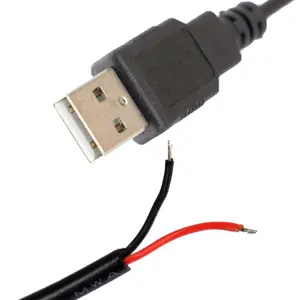 OEM USB 2.0 untuk Membuka Stripped Solder Kaleng Kosong 2 Ujung Kawat Pigtail Kabel Pengisian Daya