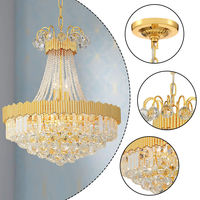 Lustre noir de décoration personnalisé moderne-Grandes lampes suspendues de salon en cristal Lustres de luxe en cristal d'or de grand plafond