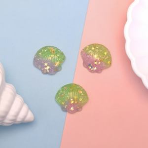 Massal 100 buah/lot 23*26MM Glitter Sea Shell Resin Flatback Cabochon cangkang indah Slime Cahrms untuk Scrapbooking casing ponsel Dekorasi - Product Image 6