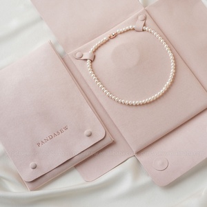 Plateau de présentation de bijoux en microfibre rose de luxe avec logo personnalisé PandaSew, organiseur de bijoux - Product Image 4