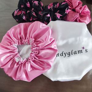 Custom Logo Soft Satin Silk Sleeping Cap Double Sided Bonnet Reversible Designers Bonnets for Adult or Kids - Product Image 3