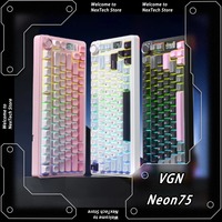 AULA S75Pro Keyboard Gaming RGB mekanis, Tri Mode nirkabel layar 4000mAh Gasket bahan PC Aksesoris untuk gamer baru
