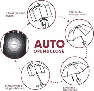 <span class=keywords><strong>Parapluie</strong></span> résistant coupe-vent double couche entièrement automatique pluie hommes femmes 10K Parasol fort voyage pliable mâle grands parapluies - Product Image 6