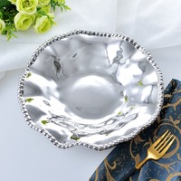 Vente en gros assiette décorative en porcelaine dorée, assiette à fruits pour mariage, Restaurant, hôtel
