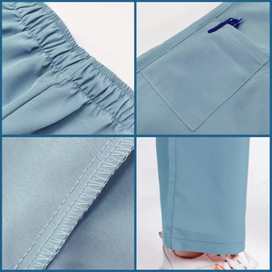 Tendencias 2025 Precio de Fábrica Uniforme Médico Elástico con Bolsillo Cargo para Mujer Conjunto de Pijama Sanitario para Clínica de Mascotas Uniforme Médico Azul Marino y Blanco - Product Image 5