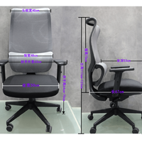 Fauteuil de levage en maille à dossier haut, accoudoir réglable en hauteur, chaise pivotante de bureau ergonomique en tissu de direction avec repose-pieds