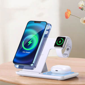 El precio más bajo 3 en 1 cargador inalámbrico soporte Pad para IPhone 17 Samsung para Apple Watch para <span class=keywords><strong>Airpods</strong></span> <span class=keywords><strong>Pro</strong></span> 3 estación de <span class=keywords><strong>carga</strong></span> rápida Dock - Product Image 2