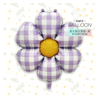Nouveaux Ballons en Aluminium Épais Mat à Carreaux Motif Marguerite pour Fête d'Anniversaire, Décoration d'Ambiance Extérieure pour Enfants et Accessoires Photo