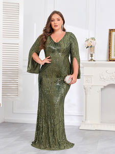 فساتين زمردية خضراء فاخرة بطبعة زهور عتيقة للحفلات الرسمية مقاس كبير فساتين صيفية لوصيفة العروس فساتين طويلة - Product Image 4