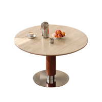 Ensemble de table et de chaises de salle à manger extensible avec plateau en marbre moderne, pliable, 4 places, pieds en acier inoxydable, meubles de maison, salon, petit