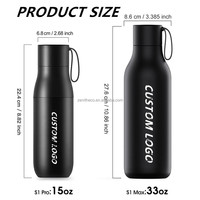 Bouteille d'eau électronique Bluetooth avec contrôle par application, affichage de la température, UV, chargement magnétique, rappel de consommation, en acier inoxydable 316