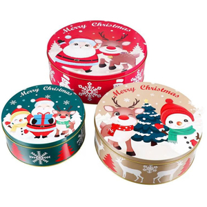 Factory Selling <b>Christmas</b> <b>Tin</b> Box <b>for</b> Gift Candy Cookie <b>Biscuit</b> Package With Lid Candy Round Empty Metal Cake <b>Tin</b> Boxes Packing - Product Image 2