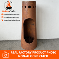 BeFun Crafts – Grande cheminée extérieure de 50 pouces en acier Corten pour brûler du bois, foyer de patio avec grille à bois – Fournisseur OEM ODM