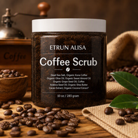Gommage corporel au café ETRUN ALISA, marque privée, entièrement naturel, exfoliant pour le soin de la peau, vergetures, acné
