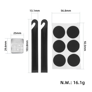 Kit de réparation de pneus de vélo avec 6 patchs, 2 leviers et une pièce de frottement pour la fixation des chambres à air des vélos de montagne et de route, accessoires d'outils - Product Image 2