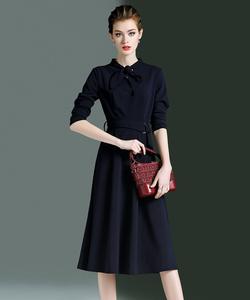 Abito da camicia da donna Casual Casual a maniche lunghe monopetto in tinta unita <span class=keywords><strong>al</strong></span> <span class=keywords><strong>ginocchio</strong></span> di fascia alta - Product Image 4