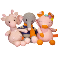 Animaux en peluche tricotés en gros, cerf en peluche personnalisé, jouet en peluche animal tricoté, lapin en crochet, jouets en peluche tricotés