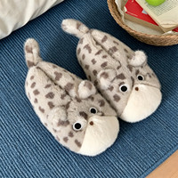 XIXITIAO Chaussons en peluche pour femmes, motif animaux mignons (chat, hamster), à bout fermé, chauds et douillets pour l'hiver, pantoufles d'intérieur