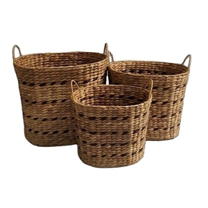 Handmade Woven Organizer <b>Bin</b> for Home Decor Sustainable Eco-friendly Natural Water Hyacinth Storage Basket Set More Options - Product Image 1