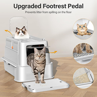 Bac à litière pour chat en acier inoxydable avec couvercle, taille XL, grande toilette pour chat en métal avec tiroir pour les gros chats