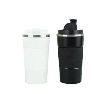 Copo térmico de aço inoxidável 380ml/510ml para negócios, copo para água e café, com manga de silicone, copo acessível para carro