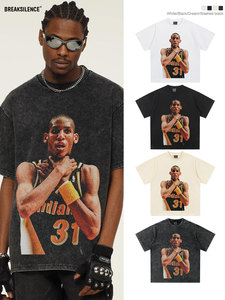 Mùa Xuân Mùa Hè Bộ Sưu Tập Reggie Asphyxiation Phong Cách Cổ Điển Trực Tiếp Tiêm Nặng 250Gram Cotton Nhỏ Cổ Áo Ngắn Người Đàn Ông T-Shirt - Product Image 6