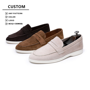 Genuine Sheep Leather and Suede Loafer Shoes Men Velvet <b>Pointed</b> Toe slip on Flats Stylish Branded - Product Image 1