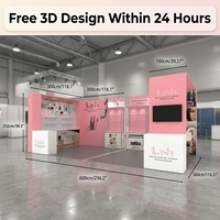 Stand d'exposition modulaire 10x20 pieds facile à monter, stand de salon professionnel en tissu tendu en aluminium rétroéclairé par LED, conception d'affichage événementiel portable