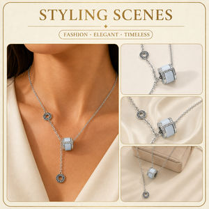 Collar de Cristal con Cubo Geométrico Plateado para Mujer, Joyería Moderna para la Noche, de Fábrica - Product Image 2