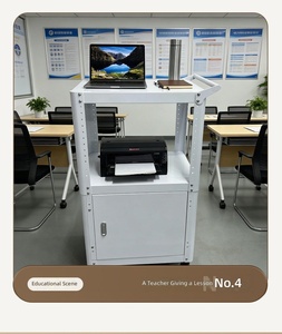 ขาตั้งจอคอมพิวเตอร์เหล็กแผ่นรีดเย็นปรับระดับได้ แผ่นรองระบายความร้อนสำหรับแล็ปท็อป สีดำ รถเข็นเคลื่อนที่พร้อมตู้เก็บของแบบล็อคได้ ยี่ห้อ <span class=keywords><strong>NB</strong></span> - Product Image 3