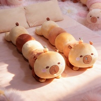 Coussin long en peluche Capybara pour canapé-lit, coussin de couchage, adorable peluche Capybara au visage rose, poupée en peluche pour la décoration intérieure