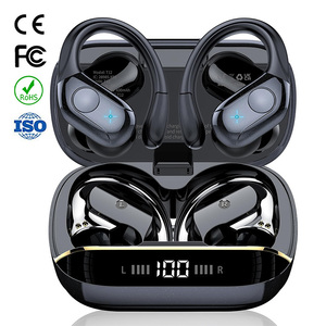 Auriculares Deportivos Inalámbricos T12 con Gancho para la Oreja, Más Vendidos en AMZ, para Ciclismo y Correr, Pantalla LED, Resistentes al Agua IPX5, Bajos Profundos, <span class=keywords><strong>Bluetooth</strong></span> - Product Image 1